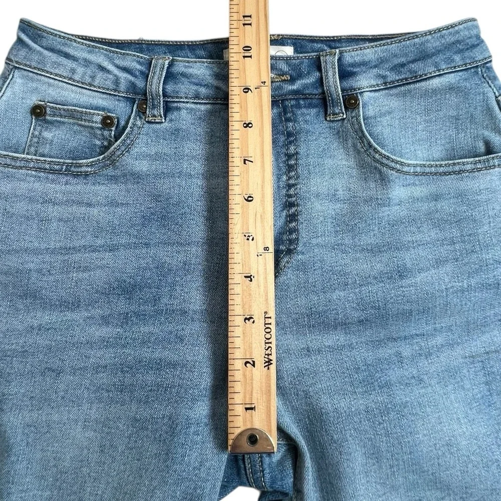 Oat New York Womens 25 Relaxed Straight Leg Light Wash Mid Rise Fringe Hem Jeans